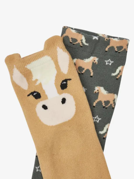 LeMieux Mini Cotton Character Socks Haflinger 2 Pack Rosemary