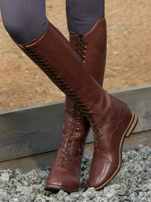 Premier Equine Maurizia Ladies Lace Front Leather Riding Boots Brown