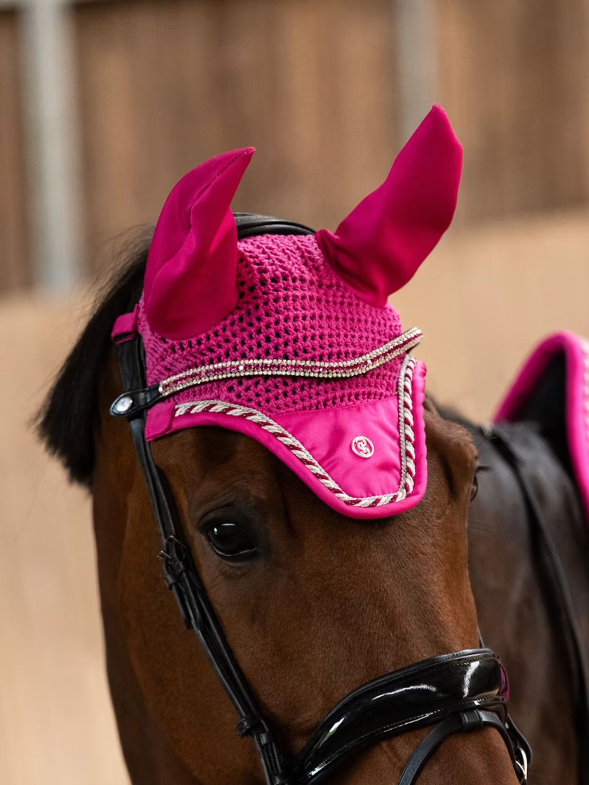 PS of Sweden Original Monogram Ear Bonnet Hot Hibiscus