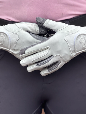 Correct Connect Oil-Tac Copper Tech™️ Leather Premium Riding Gloves White