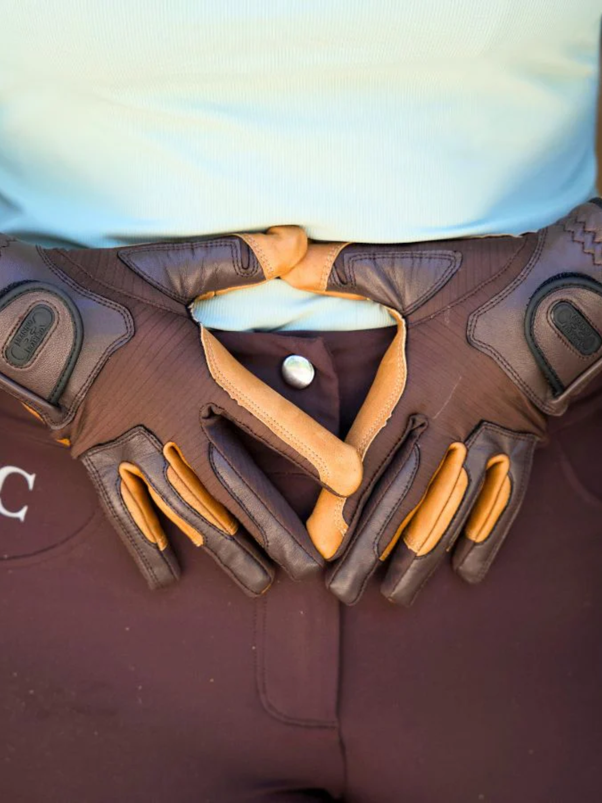 Correct Connect Oil-Tac Copper Tech™️ Leather Premium Riding Gloves Brown