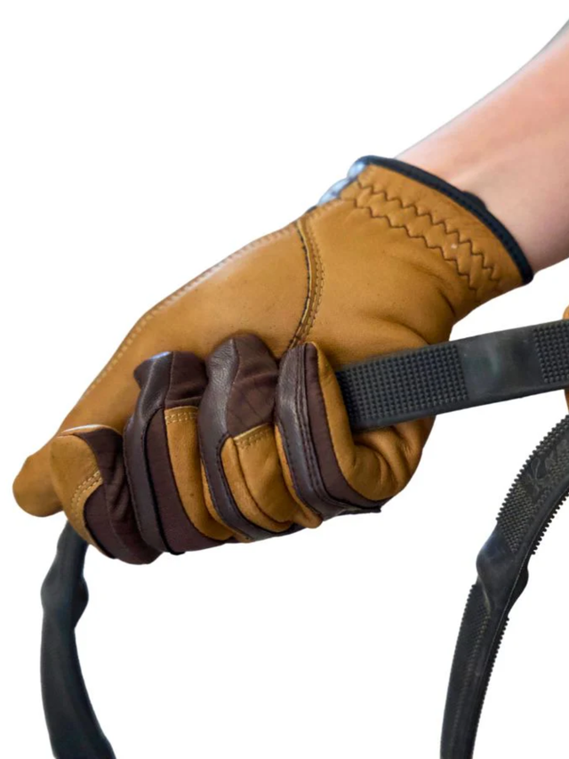 Correct Connect Oil-Tac Copper Tech™️ Leather Premium Riding Gloves Brown
