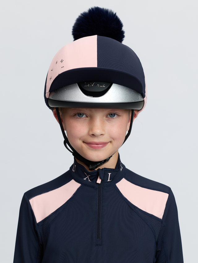 LeMieux Harlequin Hat Silk Navy/Petal
