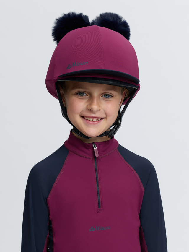 LeMieux Mini Double Pom Hat Silk Blackberry