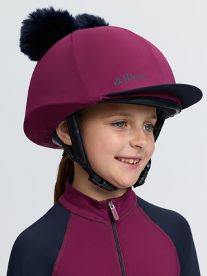 LeMieux Mini Double Pom Hat Silk Blackberry