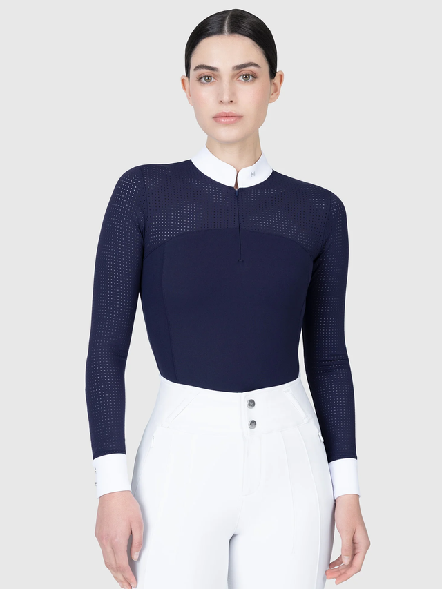 Maximilian Grace Long Sleeve Show Shirt Navy