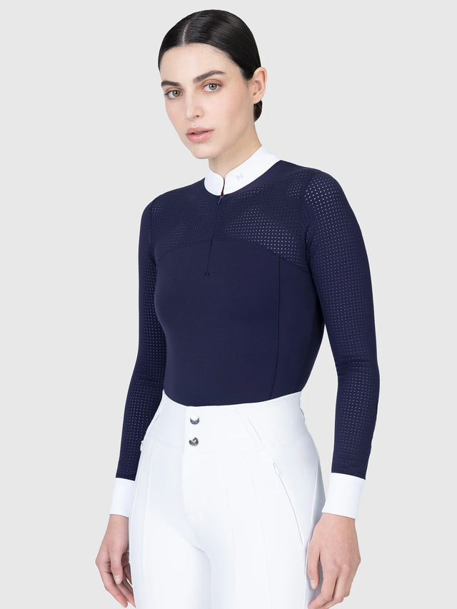 Maximilian Grace Long Sleeve Show Shirt Navy
