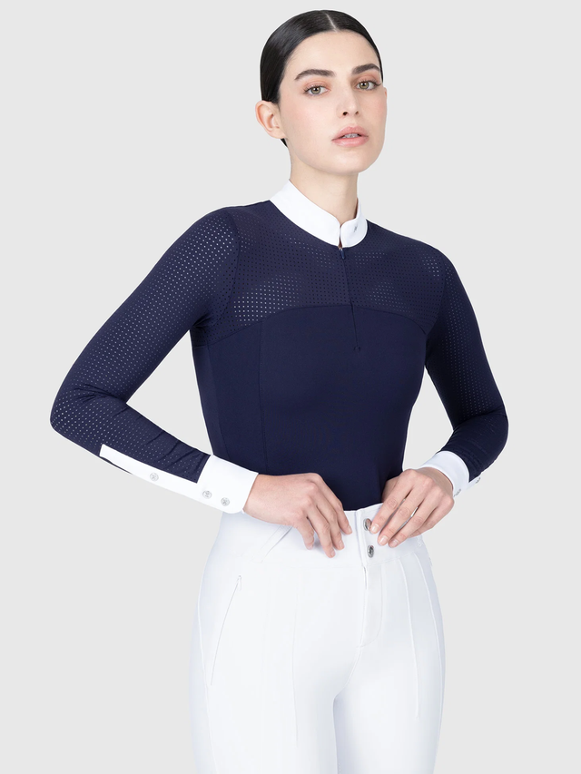 Maximilian Grace Long Sleeve Show Shirt Navy