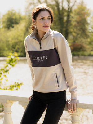 LeMieux Heritage Quarter Zip Sweater Stone