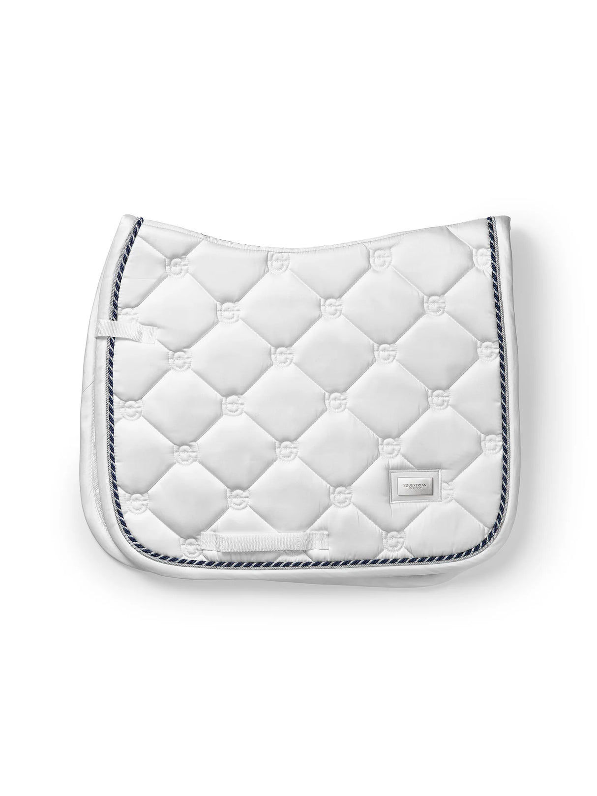 Equestrian Stockholm Dressage Saddle Pad White Perfection Navy