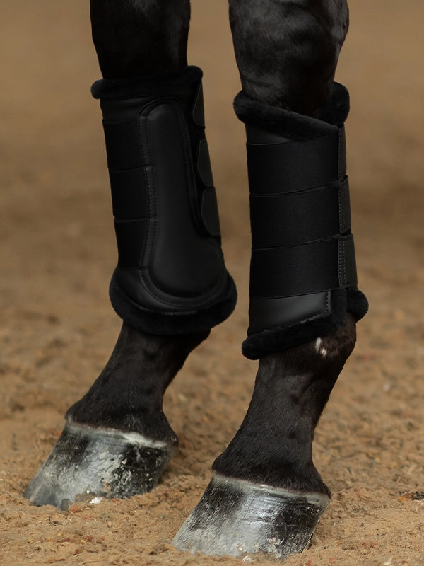 Equestrian Stockholm Fleece Brushing Boots Black Gold
