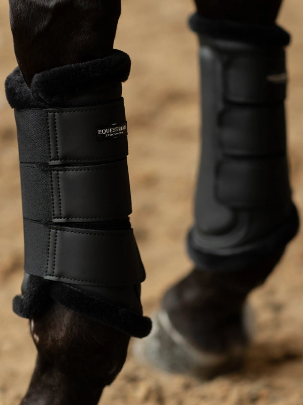 Equestrian Stockholm Fleece Brushing Boots Black Silver