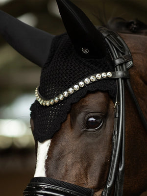 Equestrian Stockholm Padded Ear Bonnet Clean Black