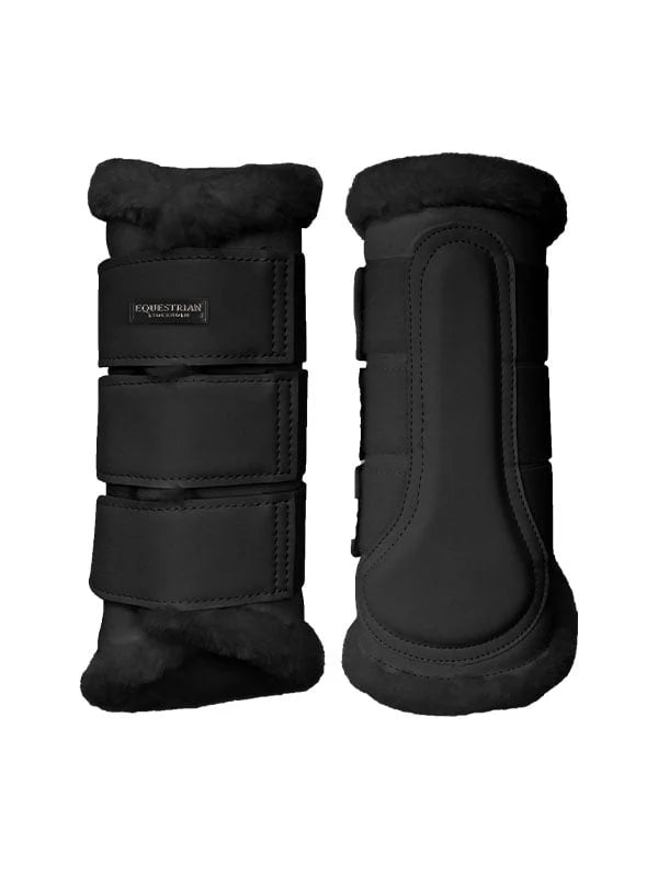 Equestrian Stockholm Fleece Brushing Boots Black Silver