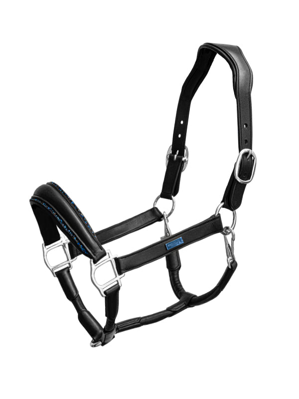 Equestrian Stockholm Anatomic Glimmer Leather Halter Blue Meadow