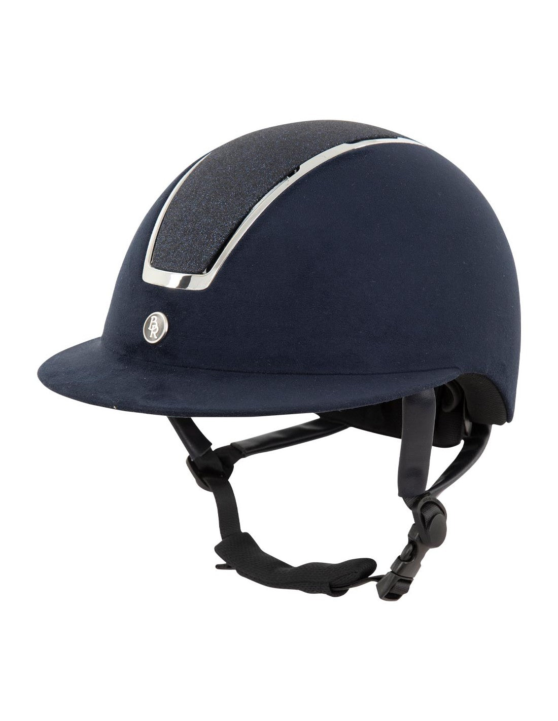 BR Equestrian Omega Helmet Microfibre Glitter Navy/Silver