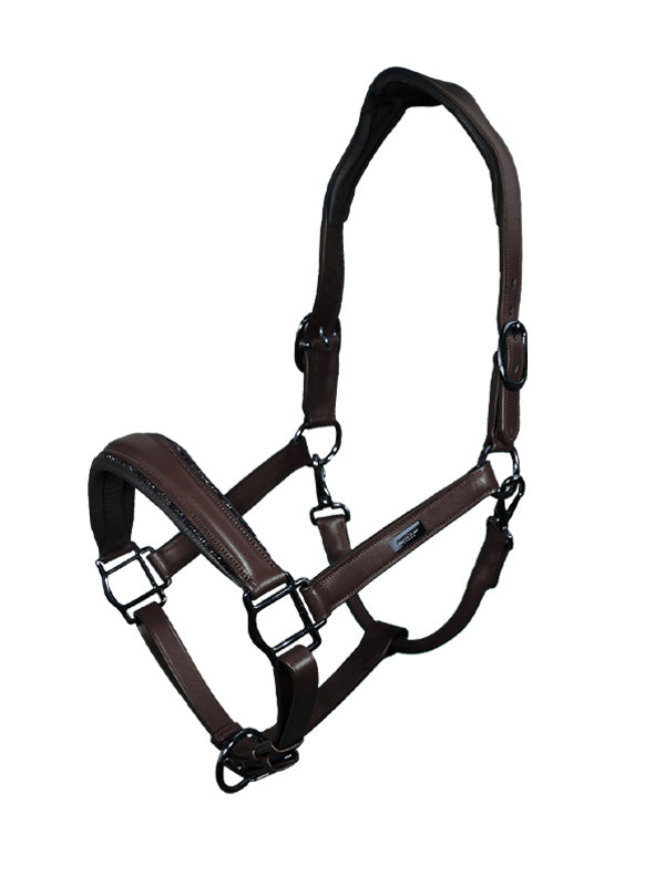 Equestrian Stockholm Glimmer Anatomic Leather Halter All Brown