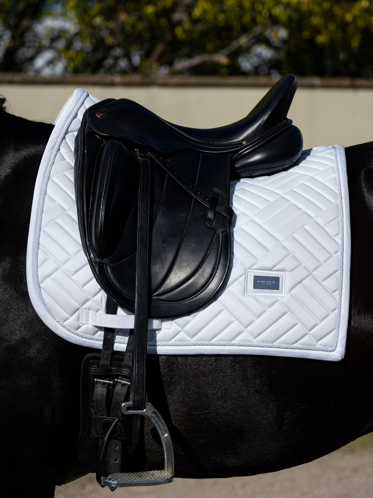 Equestrian Stockholm Modern Dressage Saddle Pad White Perfection Silver