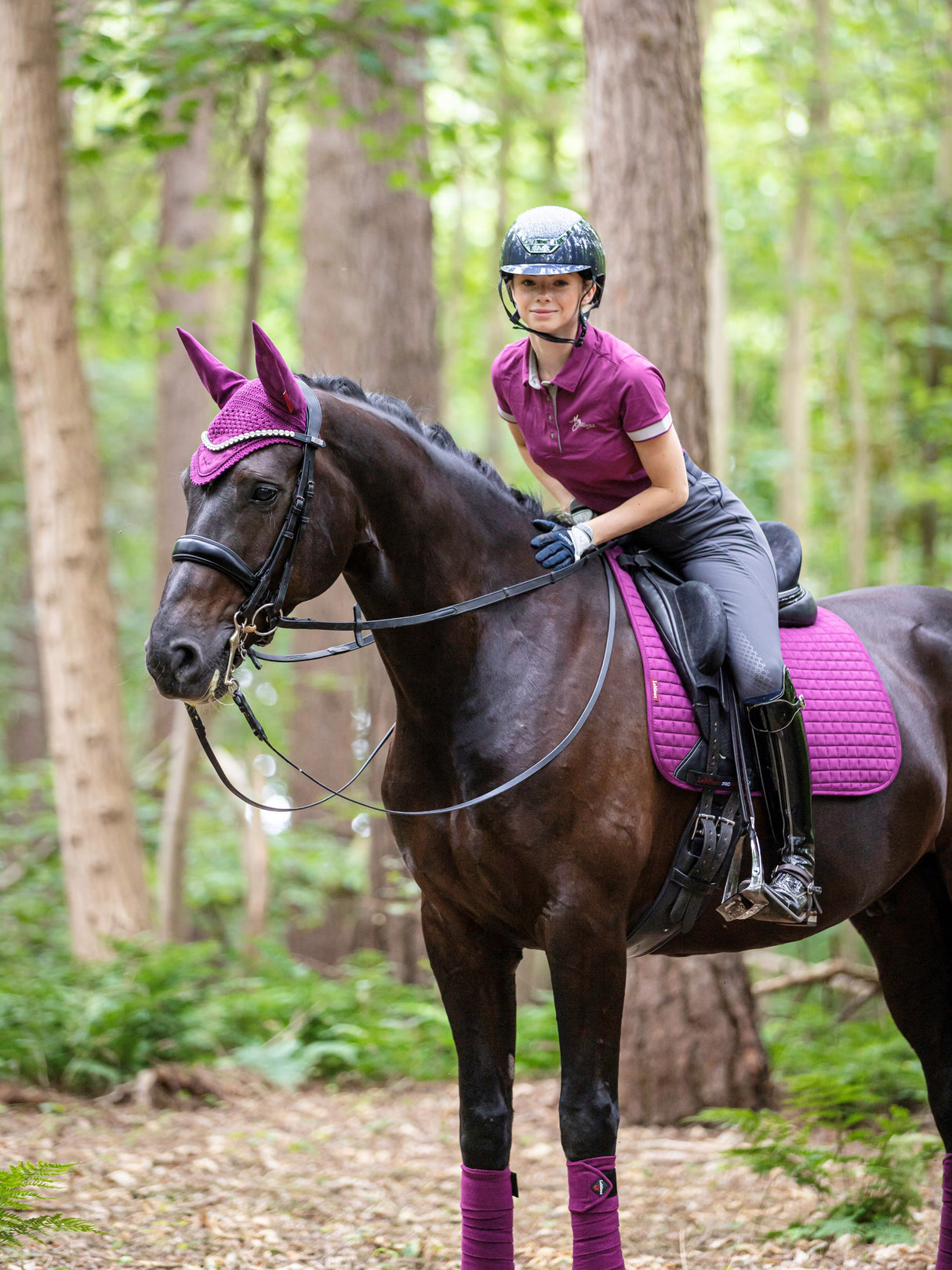LeMieux Suede Dressage Square Saddle Pad Plum