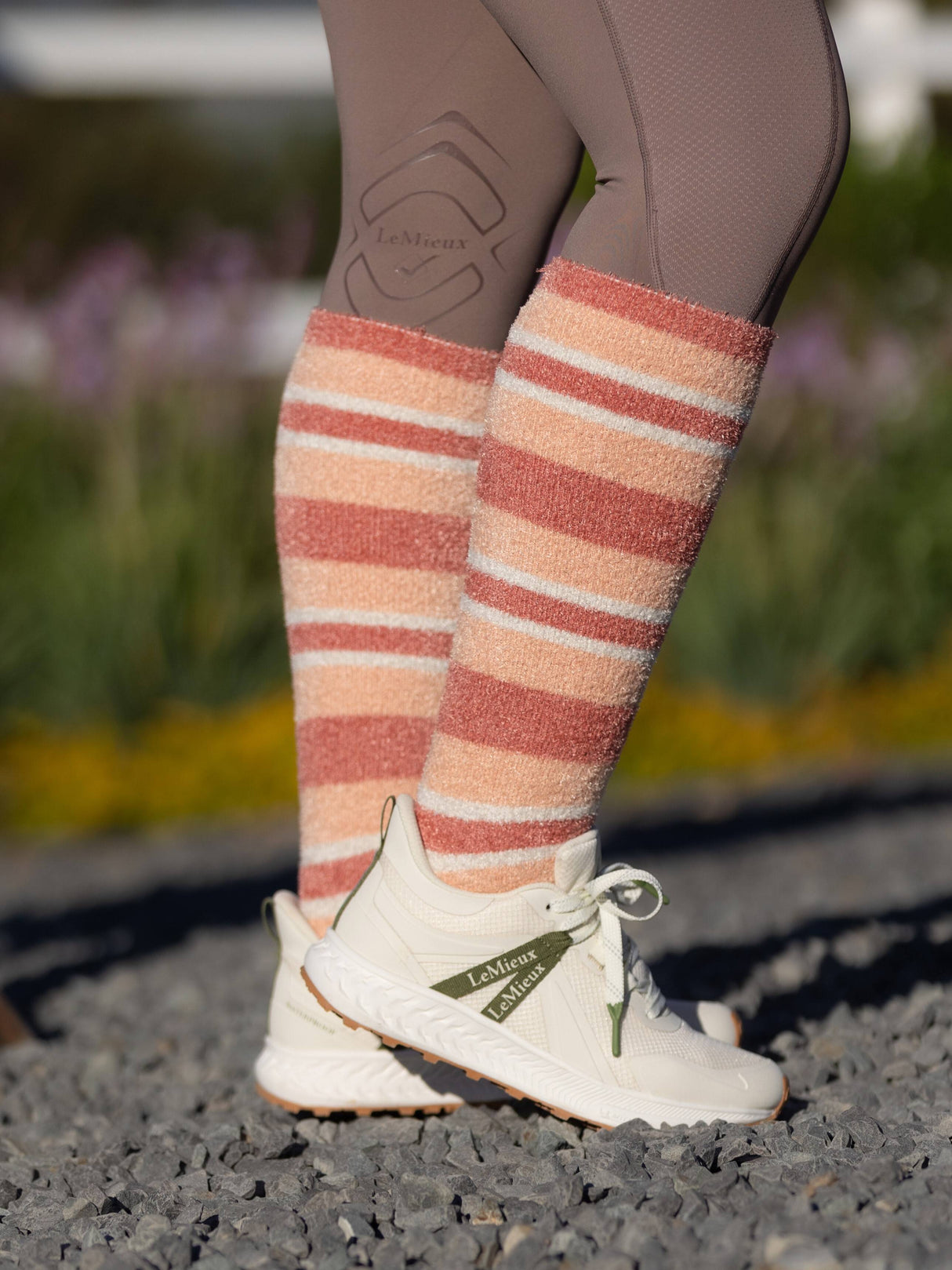 LeMieux Sabrina Stripe Fluffies Socks Apricot