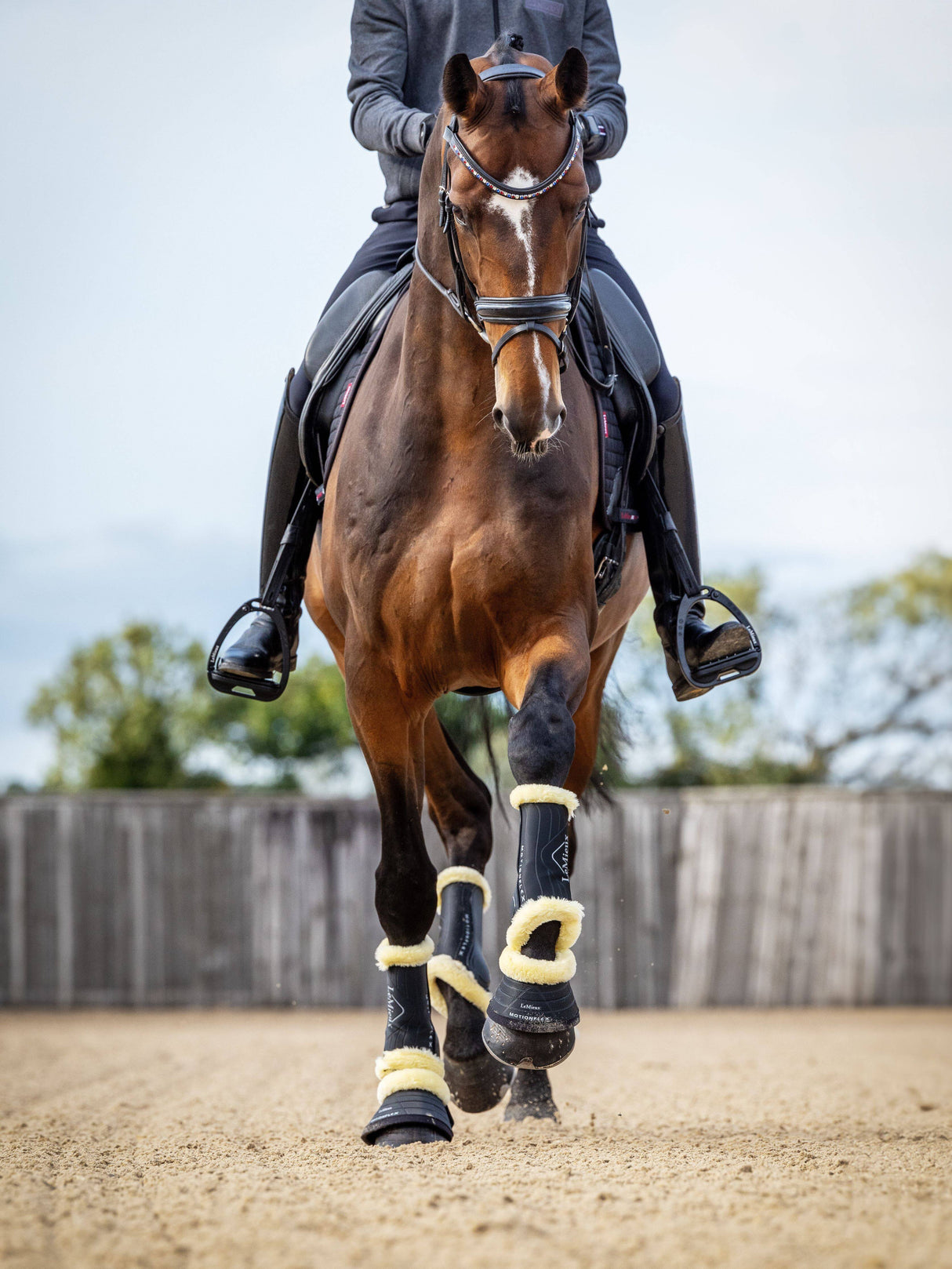 LeMieux Motionflex Dressage Boots with Fleece Edge Black/Natural