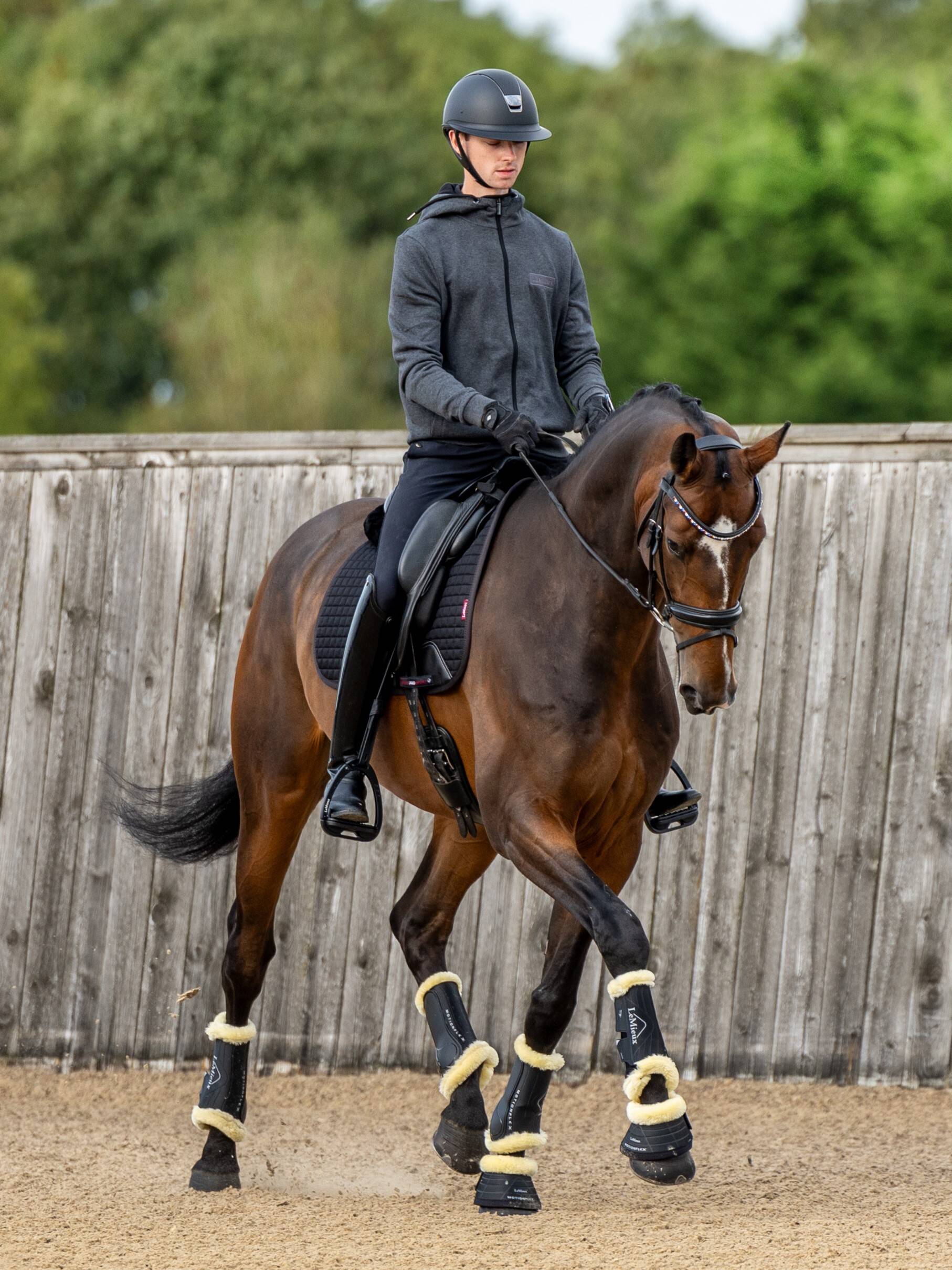 LeMieux Motionflex Dressage Boots with Fleece Edge Black Natural Impulsion Elite Equine Wear