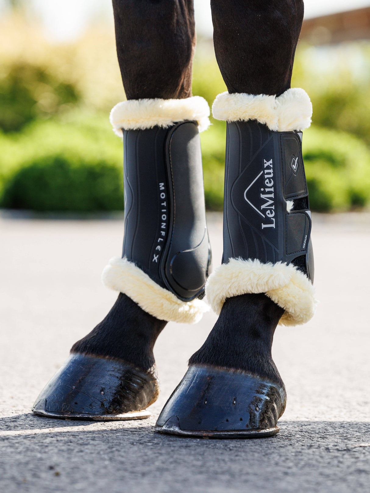 LeMieux Motionflex Dressage Boots with Fleece Edge Black/Natural