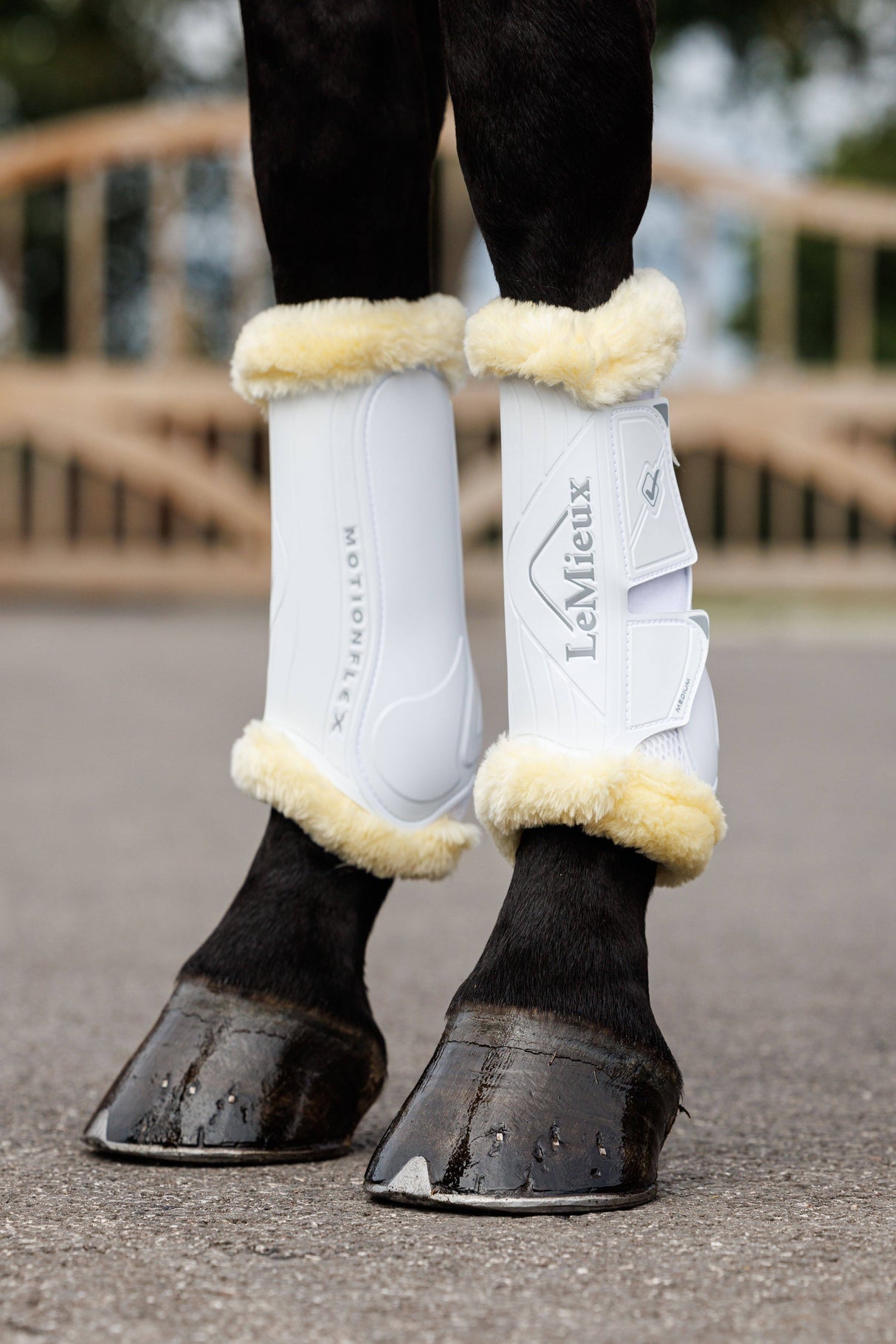 LeMieux Motionflex Dressage Boots with Fleece Edge White/Natural