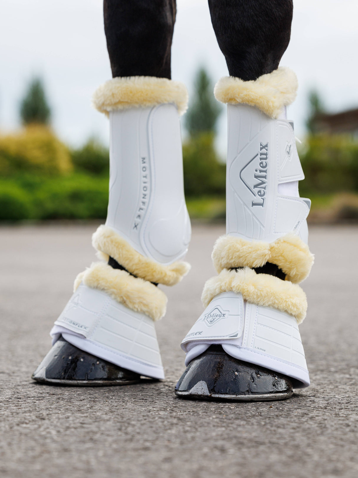 LeMieux Motionflex Dressage Boots with Fleece Edge White/Natural