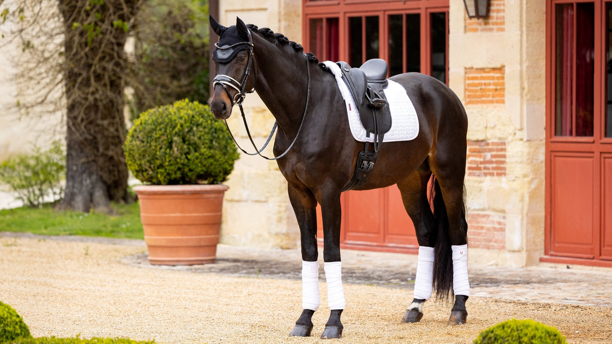 LeMieux Merino+ Half Lined Suede Dressage Square Saddle Pad White/White