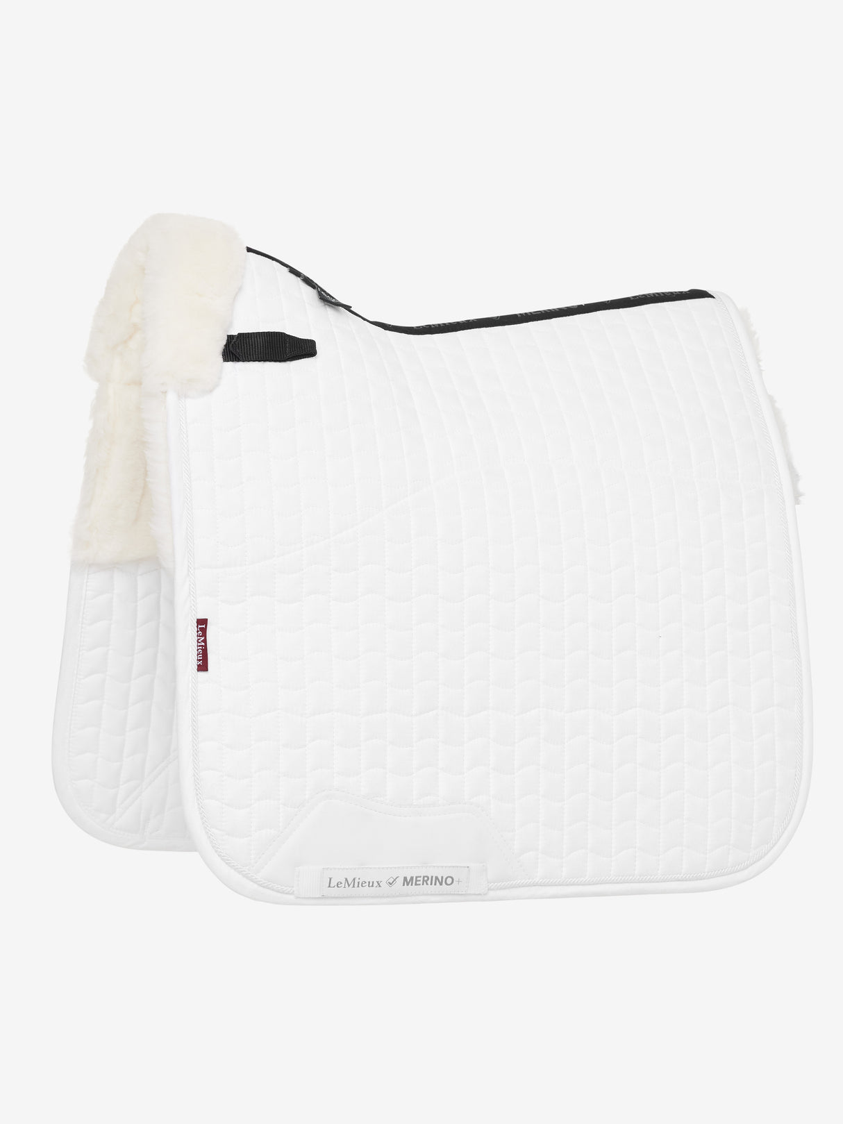 LeMieux Merino+ Half Lined Suede Dressage Square Saddle Pad White/White