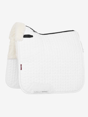 LeMieux Merino+ Half Lined Suede Dressage Square Saddle Pad White/White