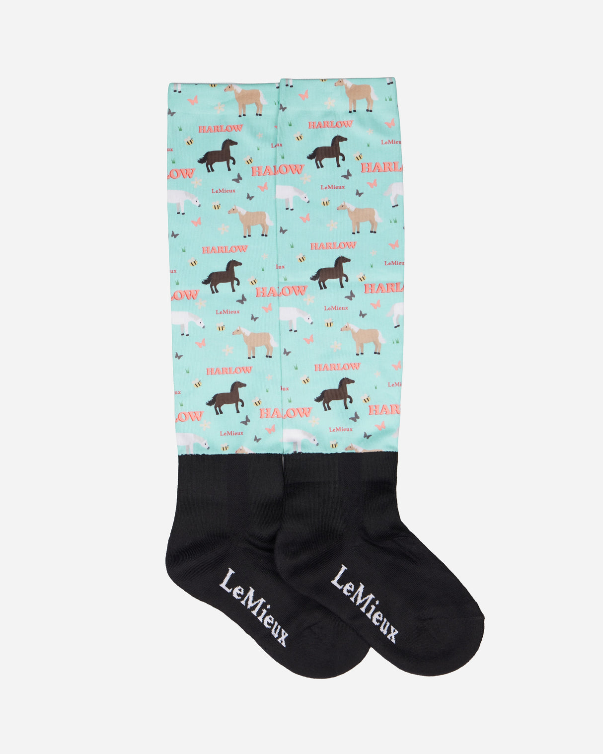 LeMieux Harlow Pony Print Footsie Socks Blue Topaz