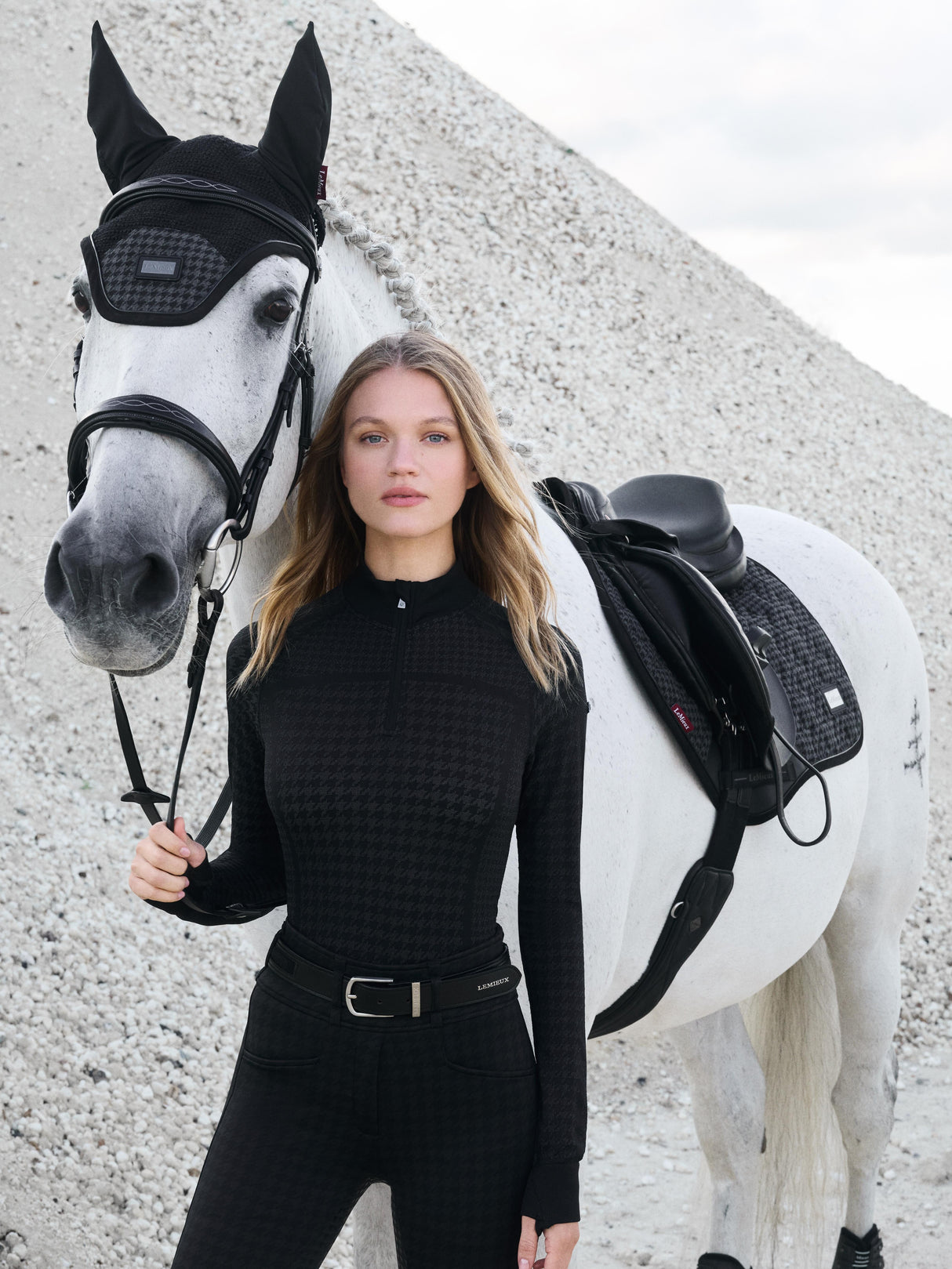 LeMieux Aspen Houndstooth Quarter Zip Top