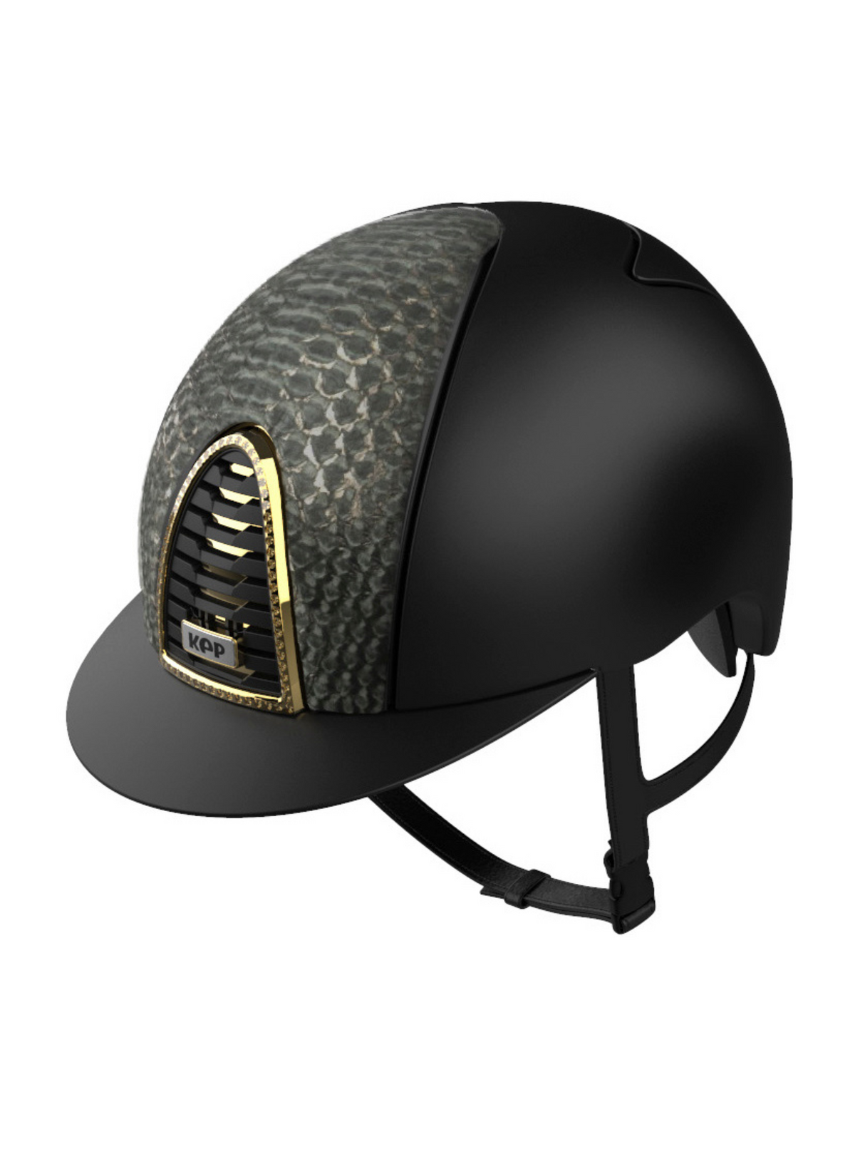 KEP Cromo 2.0 Helmet Textile Black - Python Gold Front Panel - Swarovski Frame