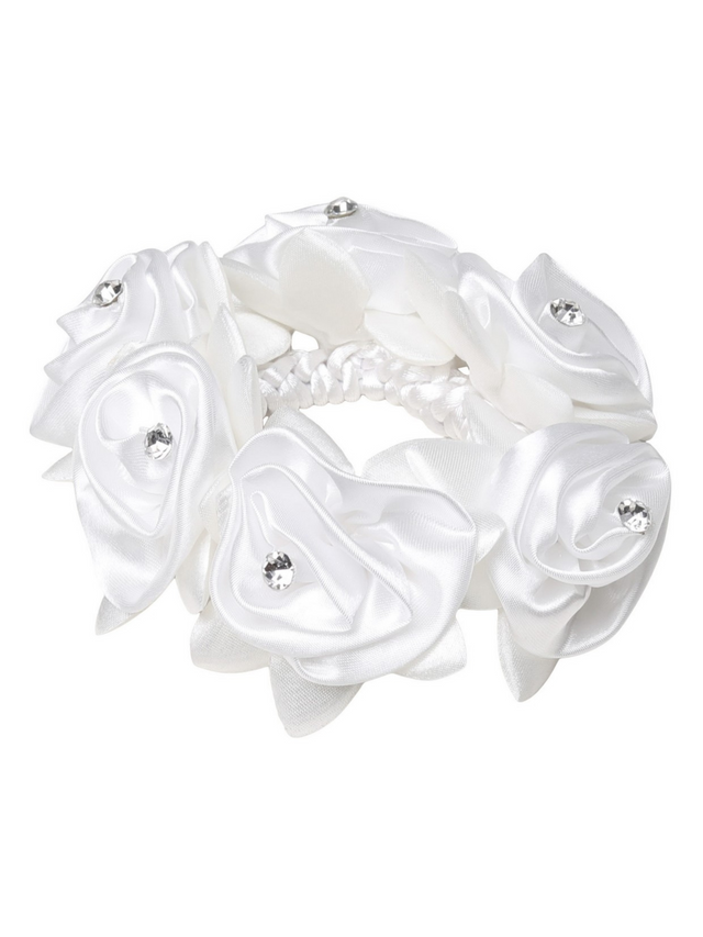 SD Design Diamond Rose Scrunchie White