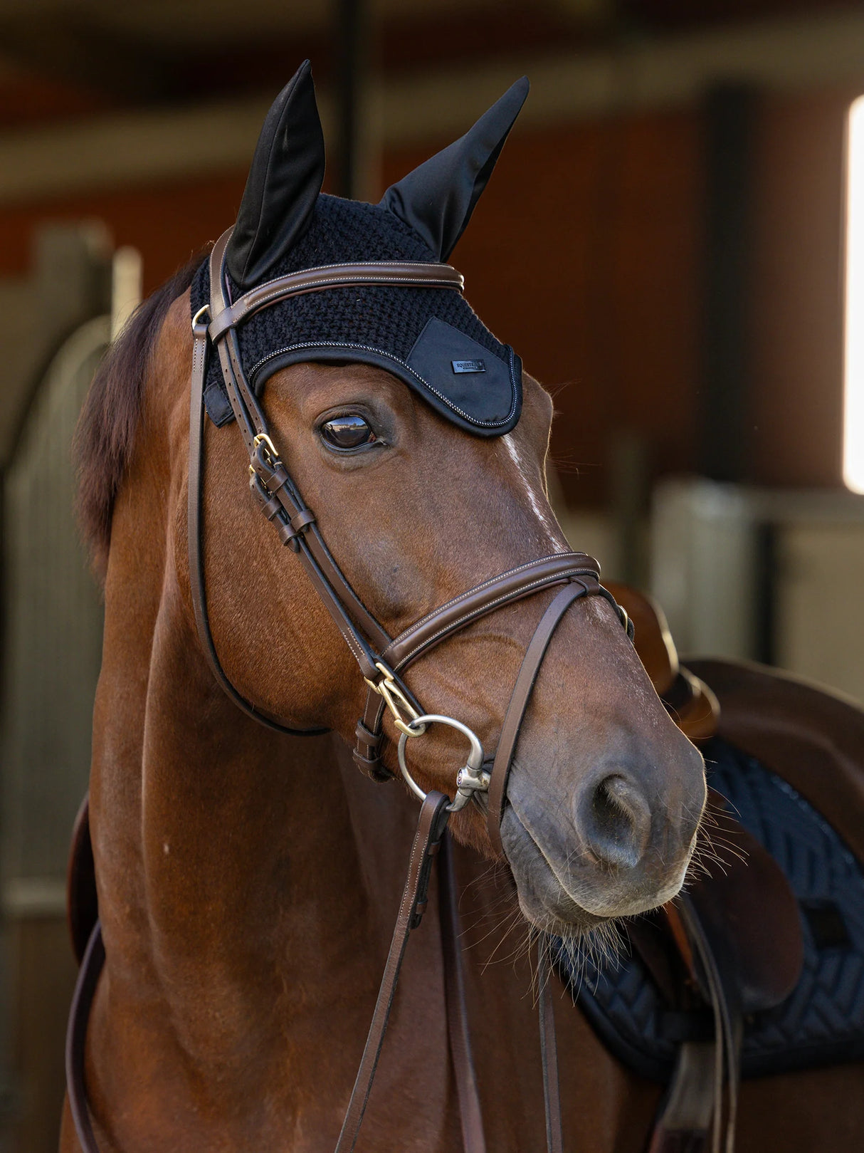 Equestrian Stockholm Ear Bonnet Modern Black