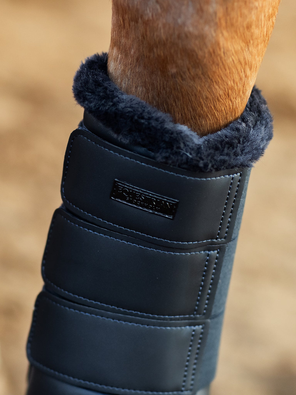 Equestrian Stockholm Fleece Brushing Boots Clean Navy