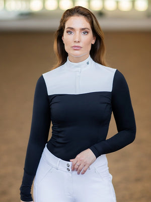 Equestrian Stockholm Refined Long Sleeve Competition Top Navy White