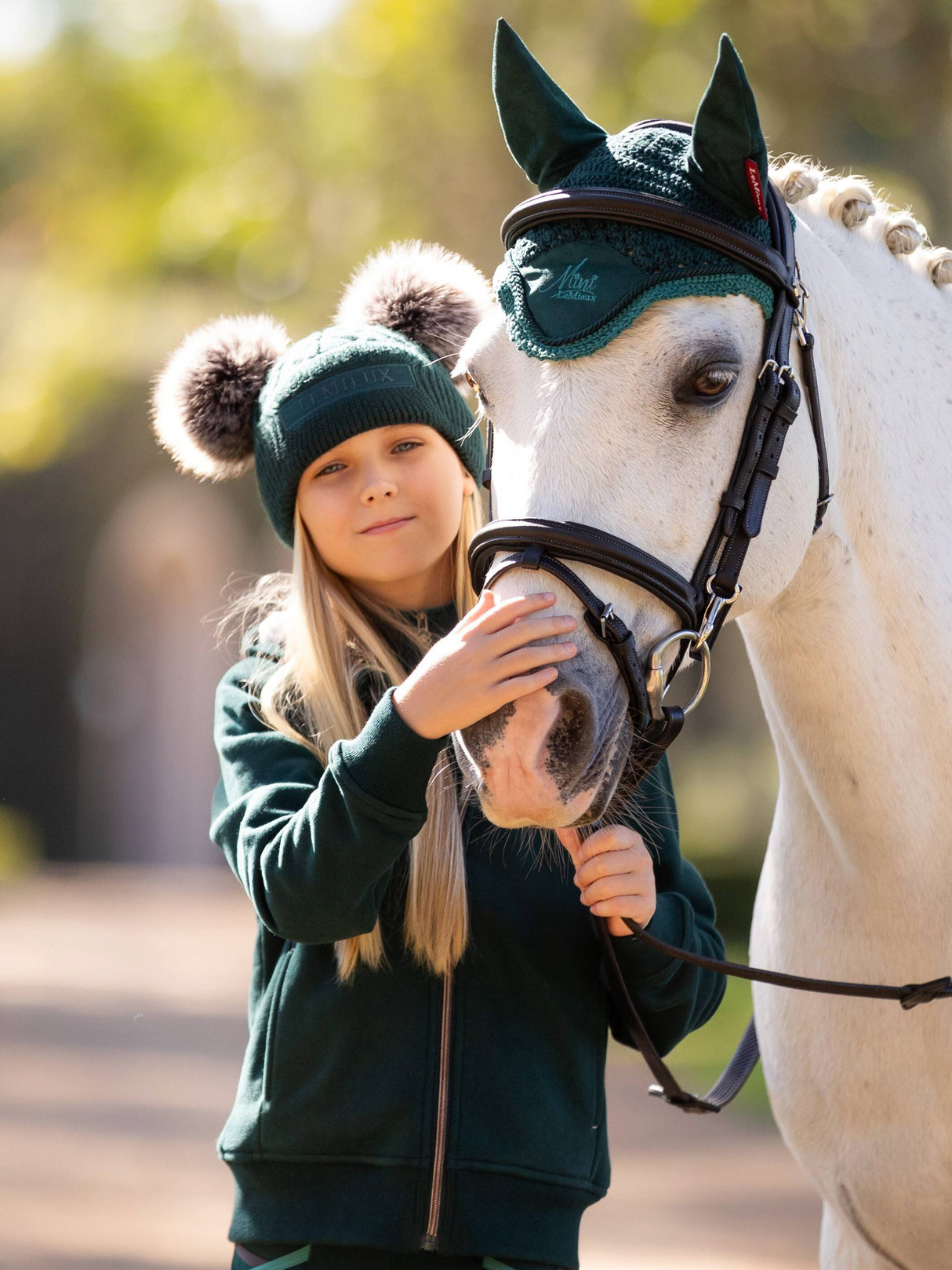 LeMieux Mini Double Pom Beanie Spruce