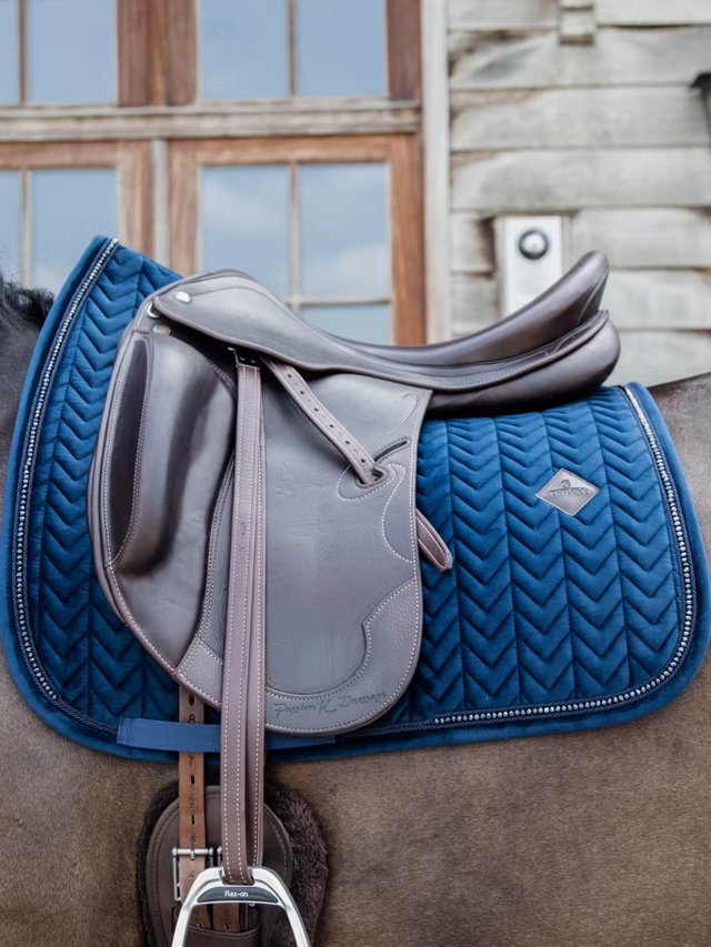 Kentucky Horsewear Velvet Pearls Dressage Saddle Pad Navy