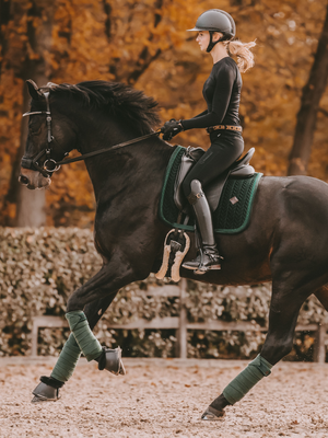 Kentucky Horsewear Velvet Pearls Dressage Saddle Pad Pine Green