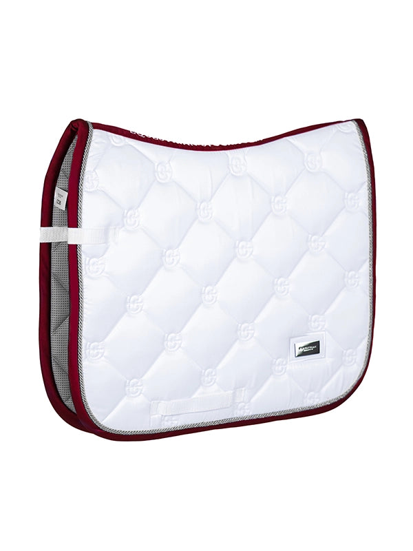 Equestrian Stockholm Dressage Saddle Pad White Perfection Bordeaux