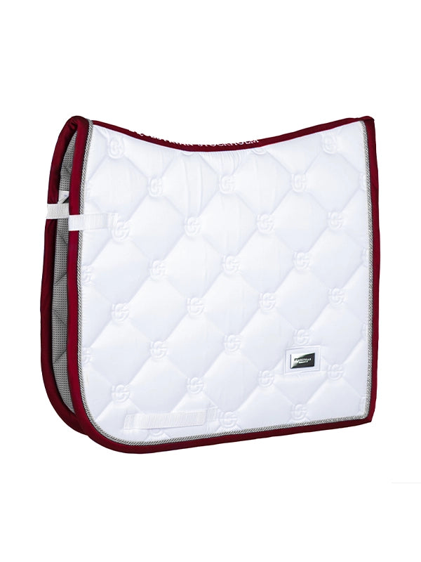 Equestrian Stockholm Dressage Saddle Pad White Perfection Bordeaux