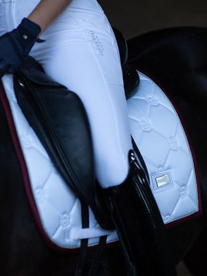 Equestrian Stockholm Dressage Saddle Pad White Perfection Bordeaux