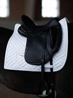 Equestrian Stockholm Modern Dressage Saddle Pad White Perfection Silver