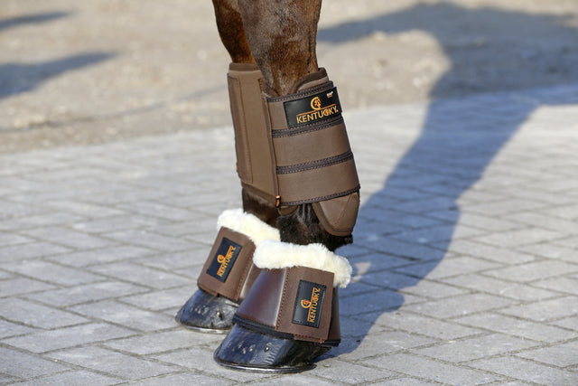 Kentucky Sheepskin Leather Overreach Boots Brown/Natural