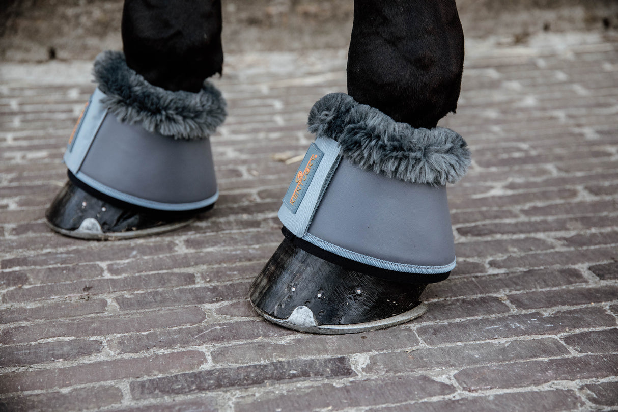 Kentucky Sheepskin Leather Overreach Boots Grey/Grey