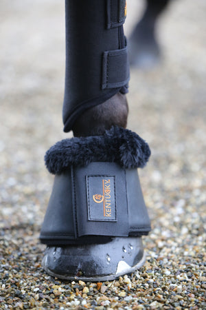 Kentucky Sheepskin Leather Overreach Boots Black/Black