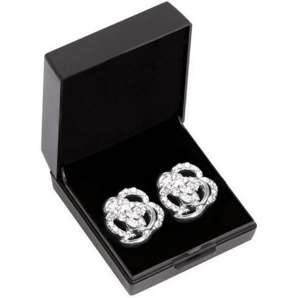 SD Design Diamond Rose Earrings Silver